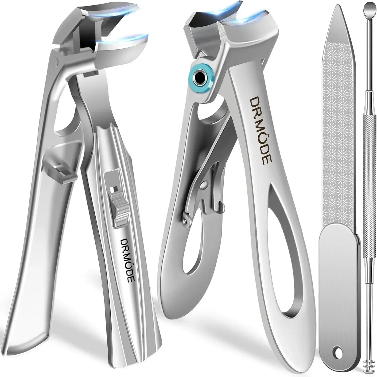 Stainless steel nail clippers set with file and cuticle pusher for manicure and pedicure