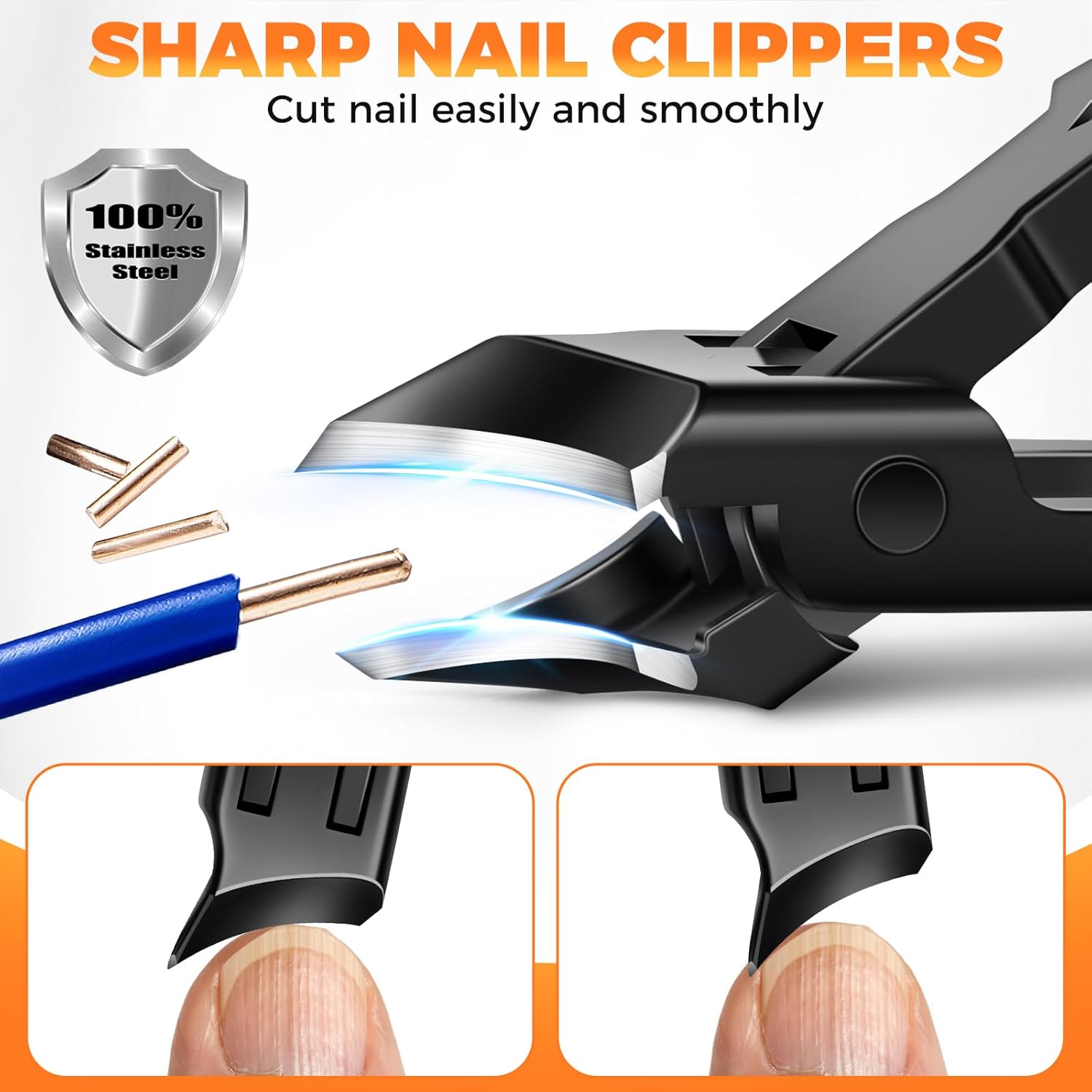 Nail Clippers for Men Thick Nails, Stocking Stuffers 2025 Christmas Gifts for Men Women Adults, Sharp Slanted Toenail Clippers for Seniors Ingrown Toenails with Safety Lock Wide Opening Long Handle