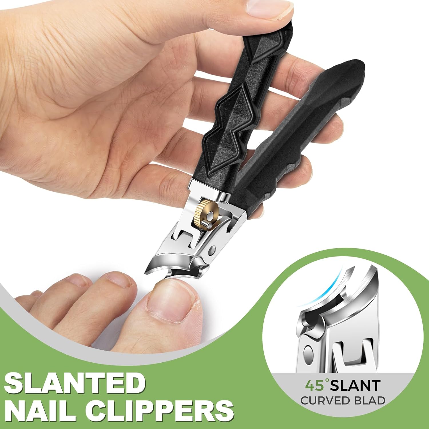 Toenail Clippers for Thick Toenails, Wide Jaw Opening Nail Clippers, Heavy Duty Ingrown Toenail Clippers Nail Cutters, Ultra Sharp Slanted Nail Clippers with Long Handle