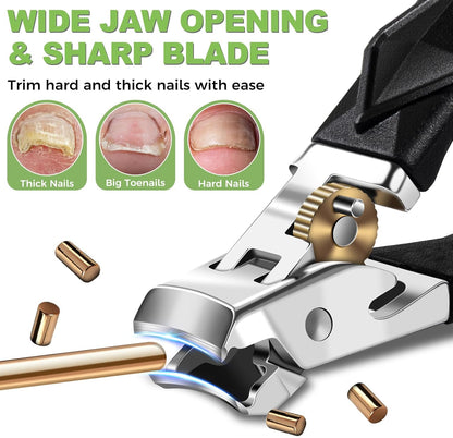 Toenail Clippers for Thick Toenails,  Wide Jaw Opening Nail Clippers, Heavy Duty Ingrown Toenail Clippers Nail Cutters, Ultra Sharp Slanted Nail Clippers with Long Handle