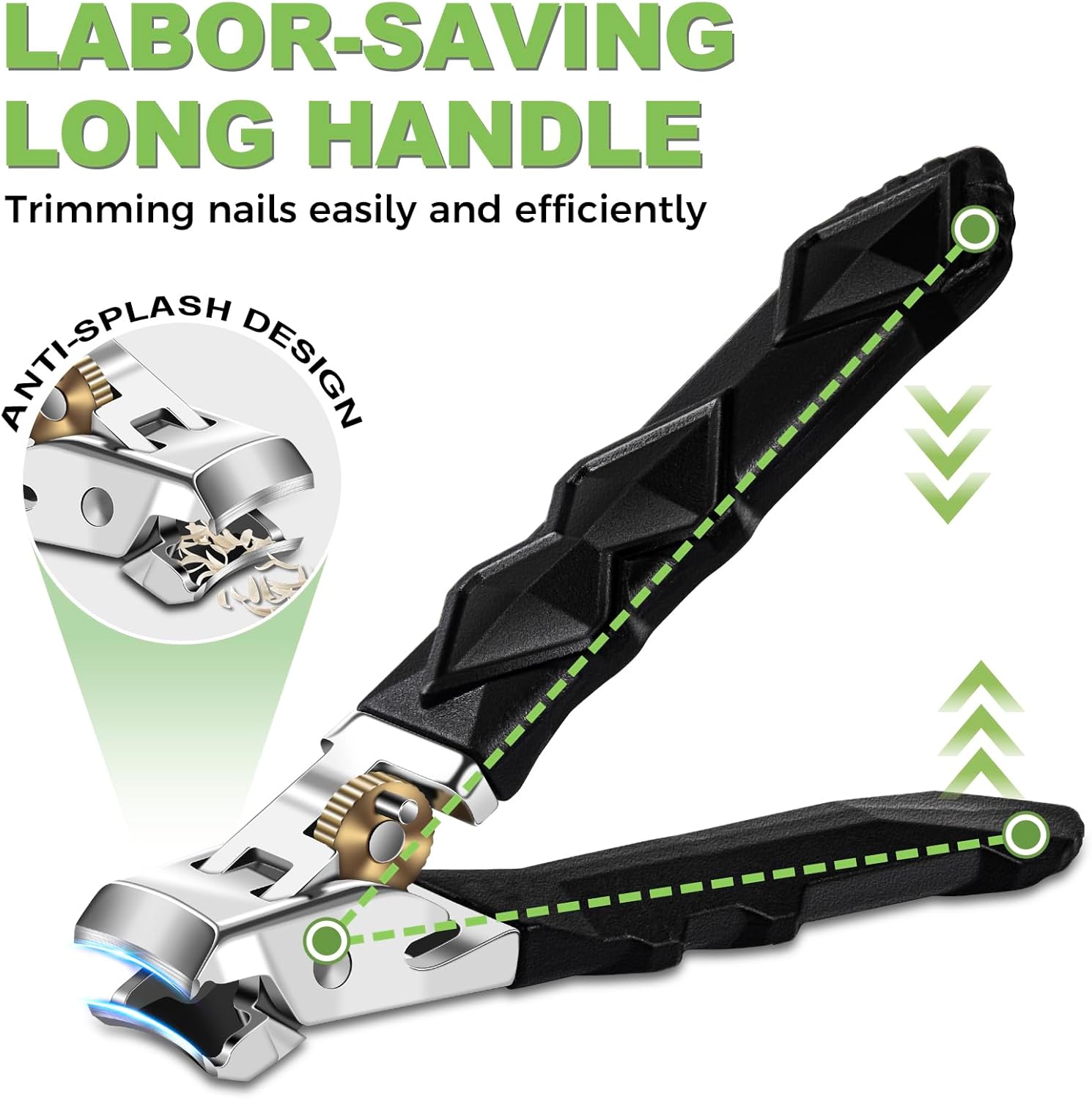 Toenail Clippers for Thick Toenails,  Wide Jaw Opening Nail Clippers, Heavy Duty Ingrown Toenail Clippers Nail Cutters, Ultra Sharp Slanted Nail Clippers with Long Handle