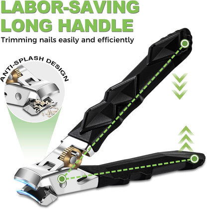 Toenail Clippers for Thick Toenails,  Wide Jaw Opening Nail Clippers, Heavy Duty Ingrown Toenail Clippers Nail Cutters, Ultra Sharp Slanted Nail Clippers with Long Handle