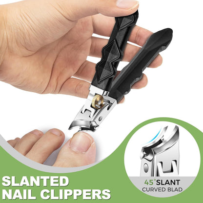 Toenail Clippers for Thick Toenails,  Wide Jaw Opening Nail Clippers, Heavy Duty Ingrown Toenail Clippers Nail Cutters, Ultra Sharp Slanted Nail Clippers with Long Handle